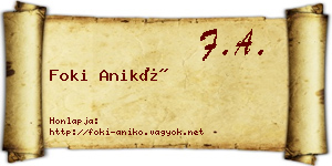 Foki Anikó névjegykártya