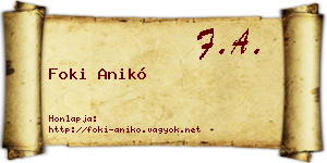 Foki Anikó névjegykártya
